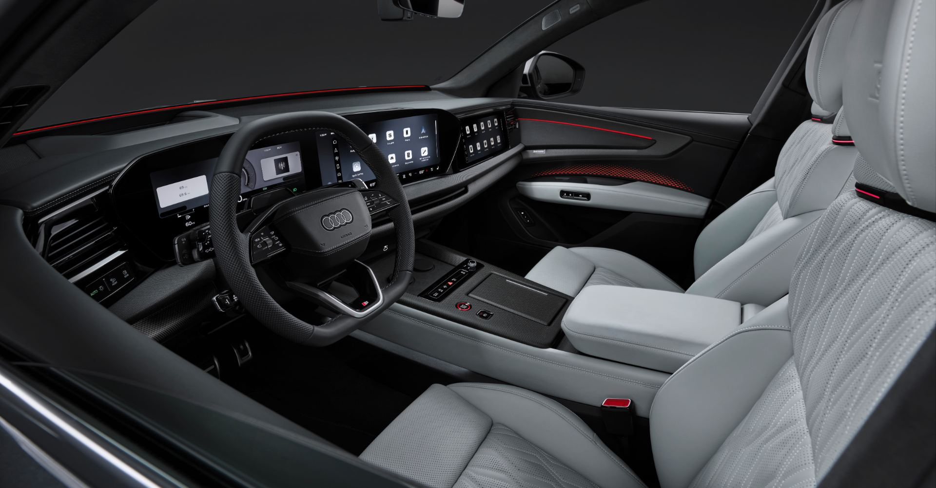2026 audi q9 interior cockpit grey leather