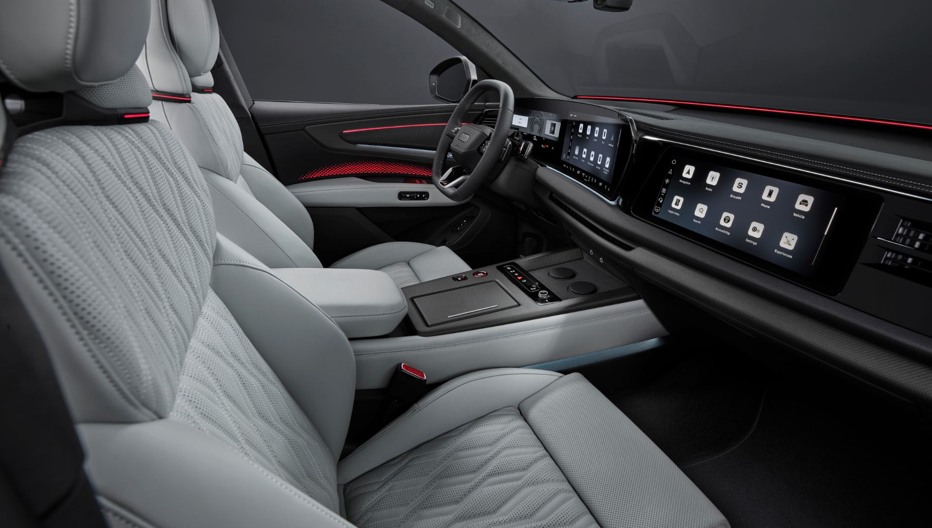 2026 audi q9 interior front seats grey leather