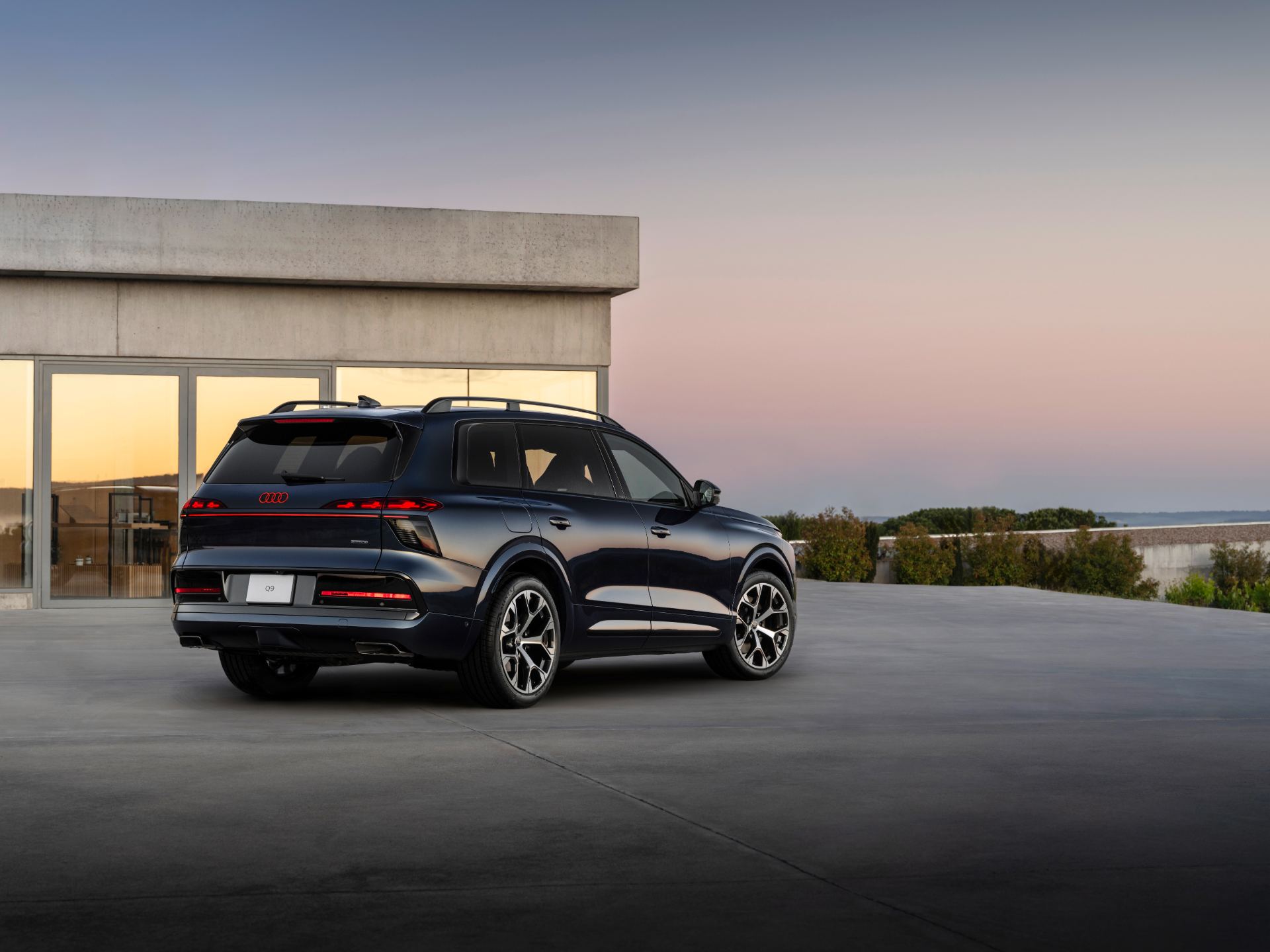 2026 audi q9 rear three quarter twilight blue