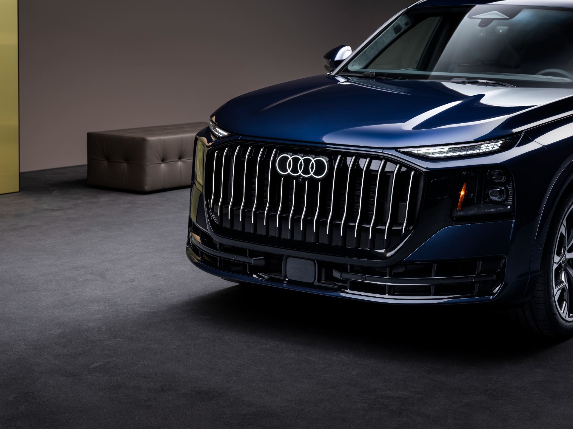 2027 audi q9 front grille blue