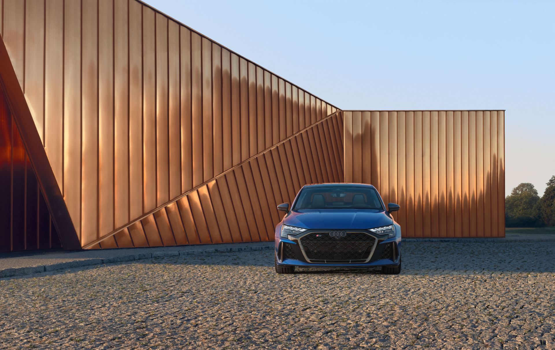 2027 audi rs 3 front copper wall blue