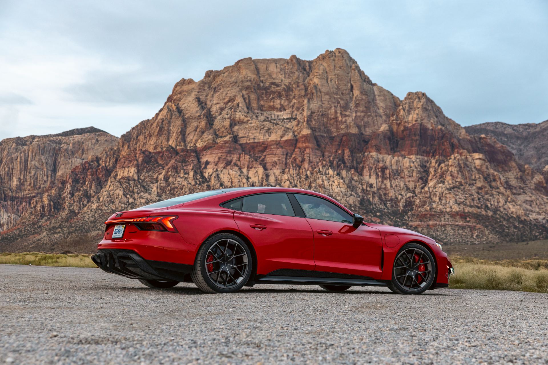2026 audi rs e tron gt performance side profile red rocks red