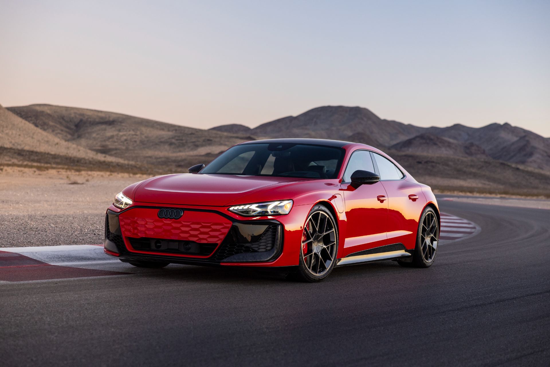 2026 audi rs e tron gt performance driving front three quarter track red