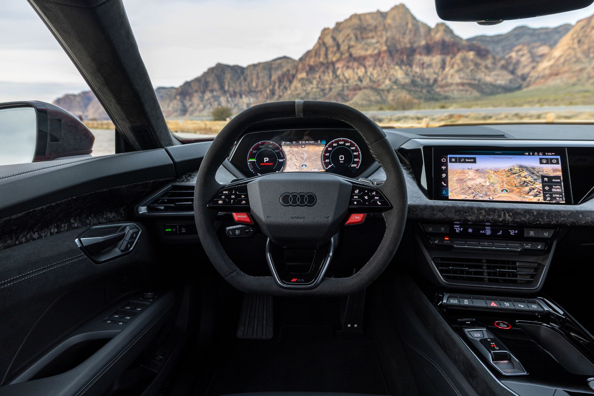 2026 audi rs e tron gt performance interior steering wheel front view