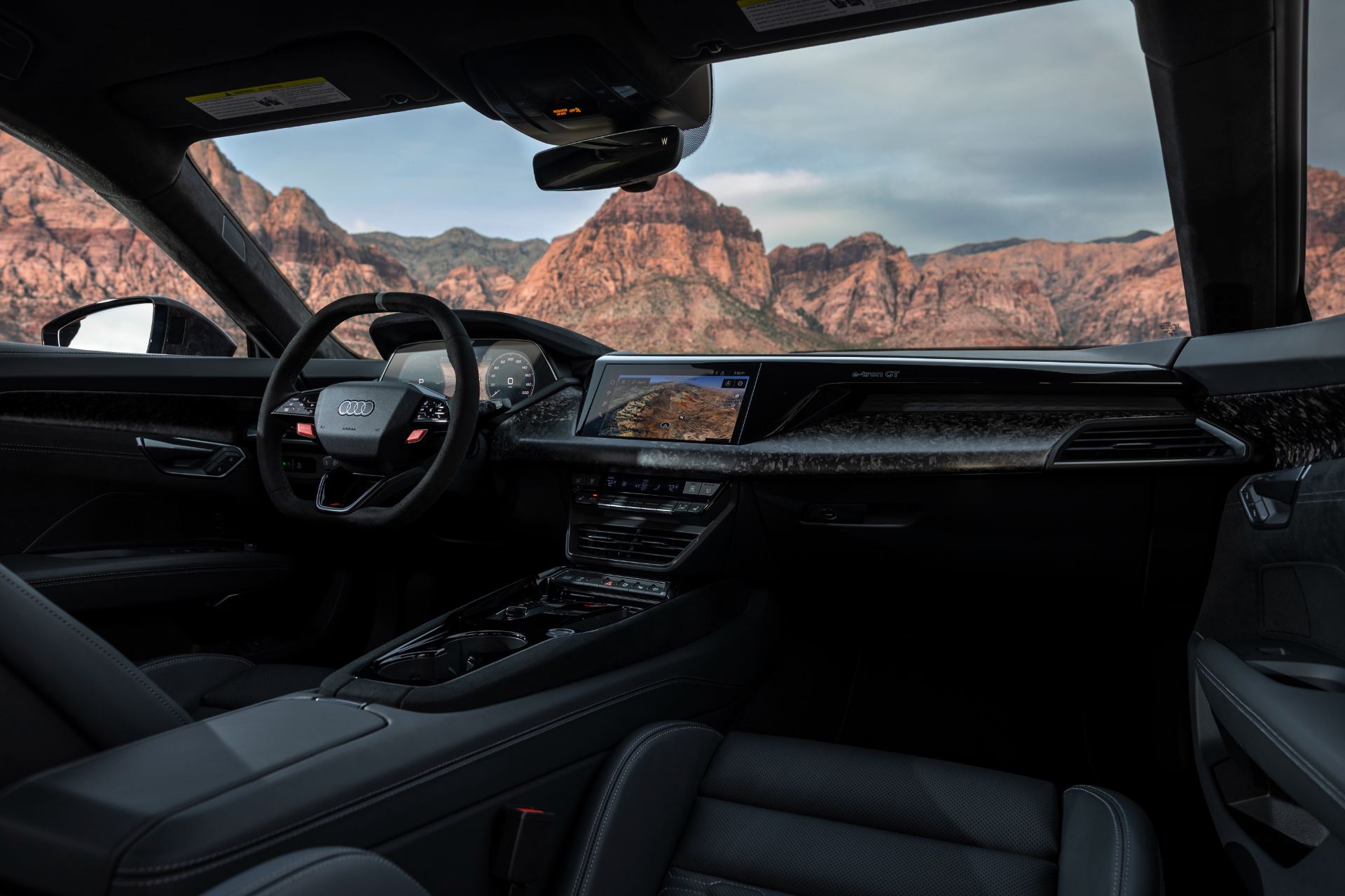 2026 audi rs e tron gt performance interior dashboard red rocks