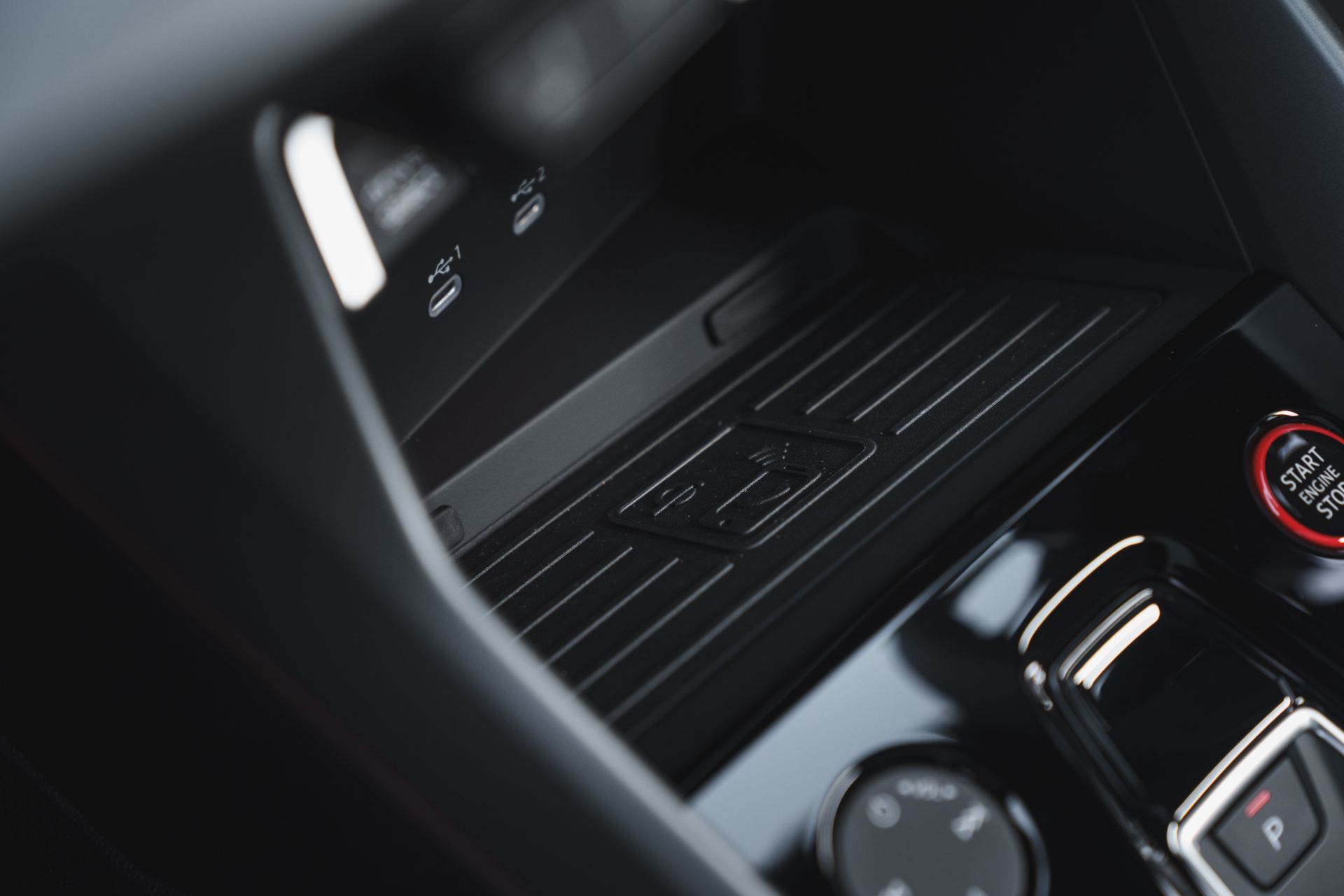 2025 audi rs 3 interior wireless charging start button
