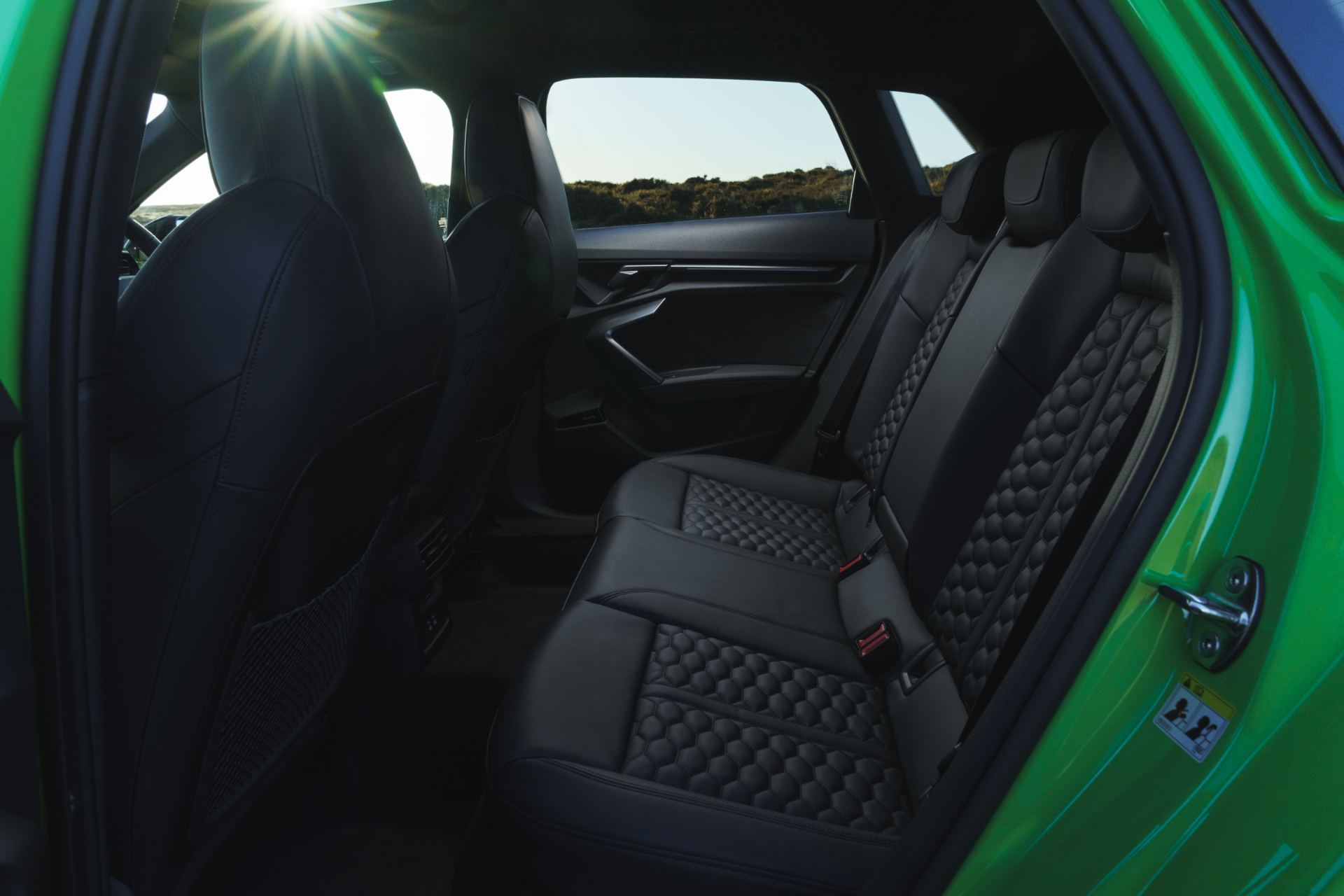 2025 audi rs 3 sportback interior rear seats honeycomb