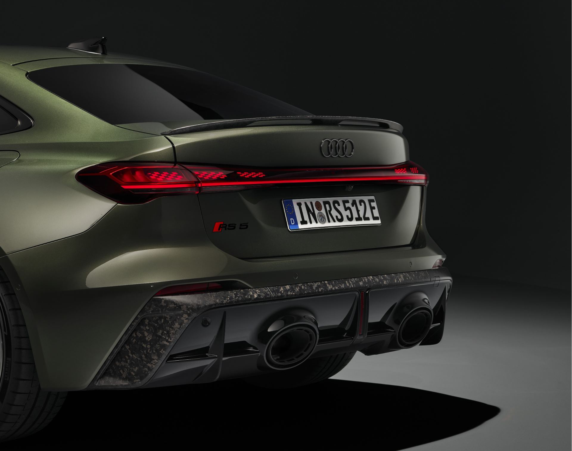 2026 audi rs 5 rear detail studio green