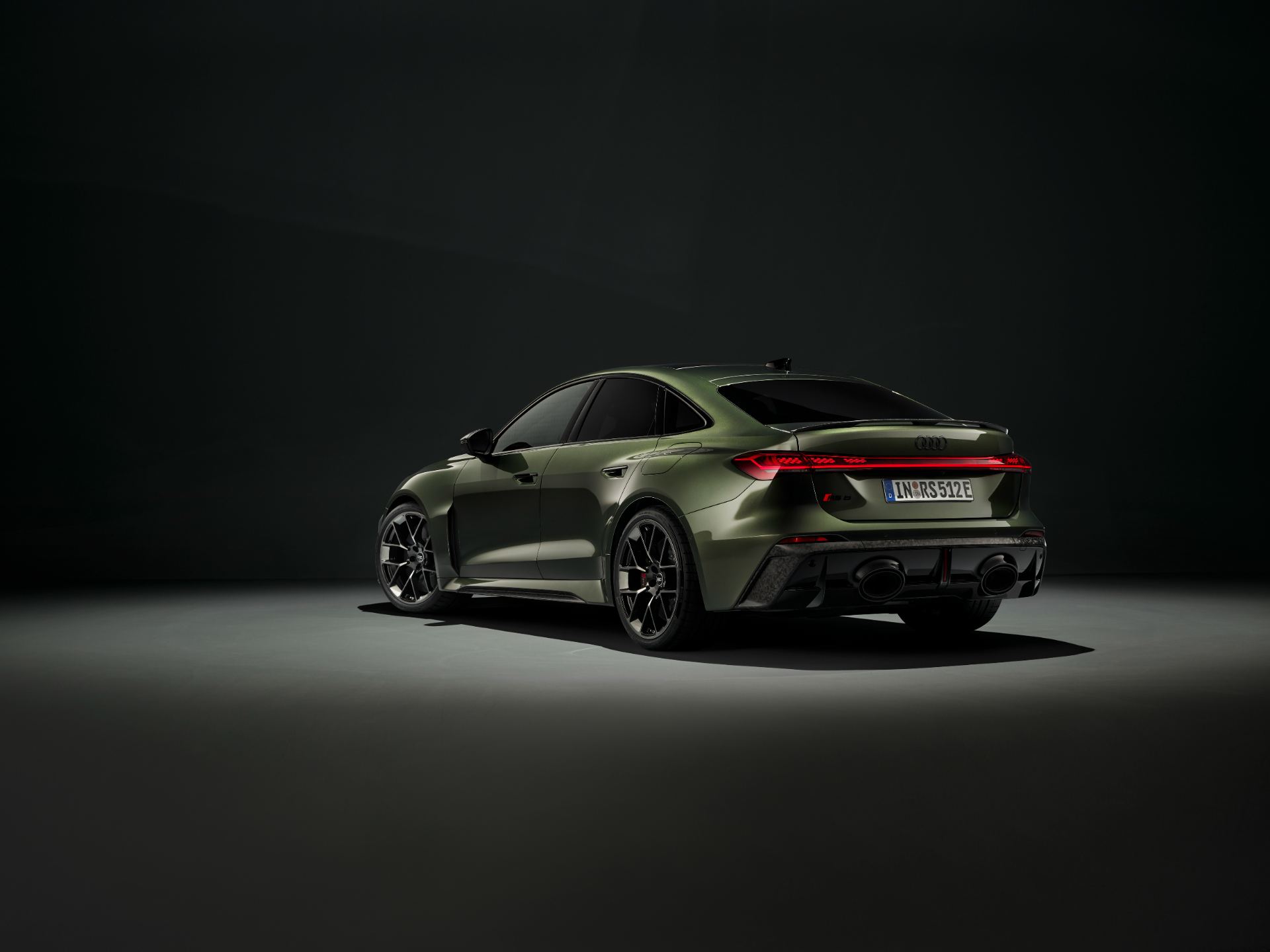 2026 audi rs 5 rear three quarter studio green