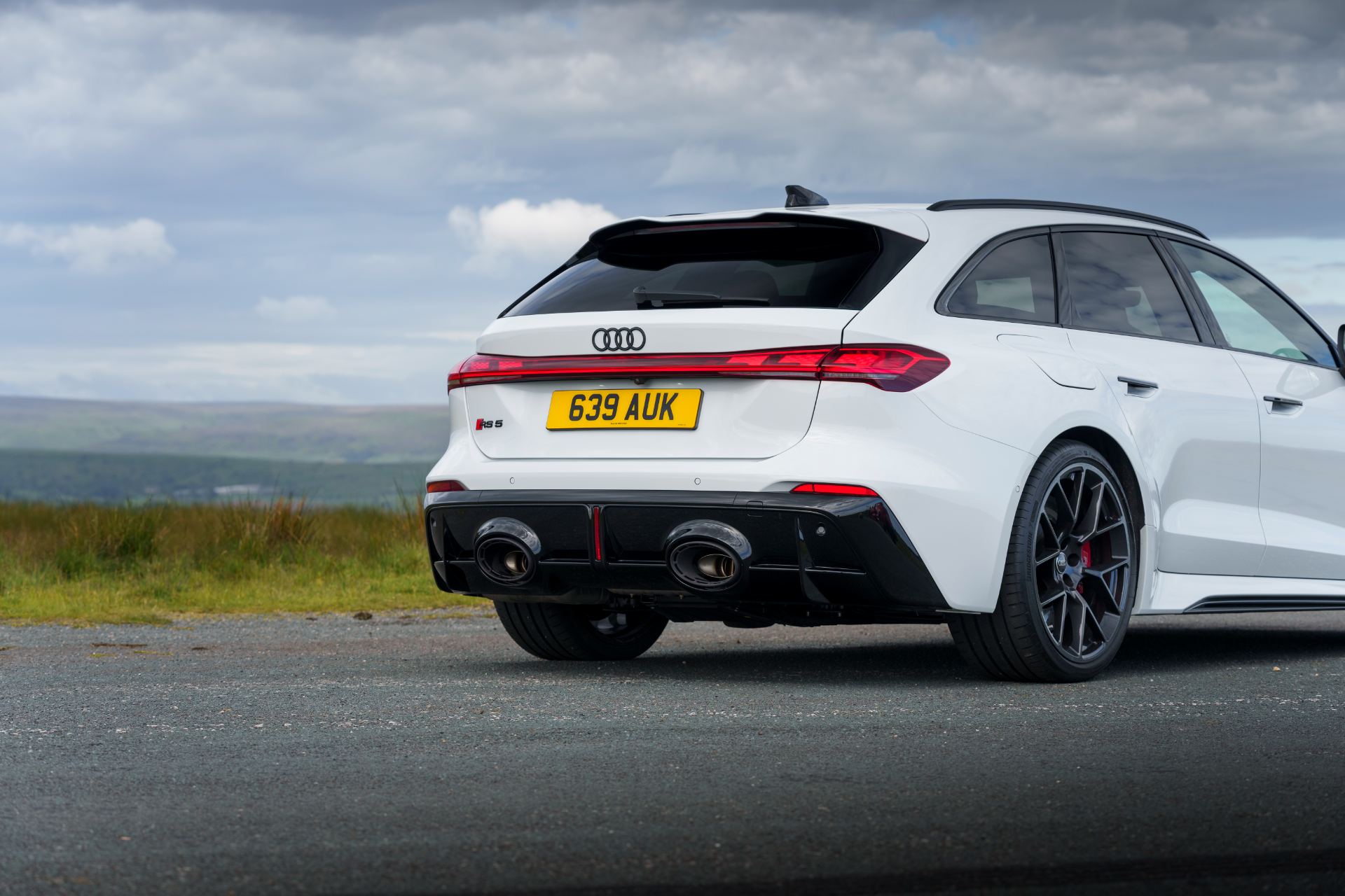 2026 audi rs 5 avant rear three quarter close white