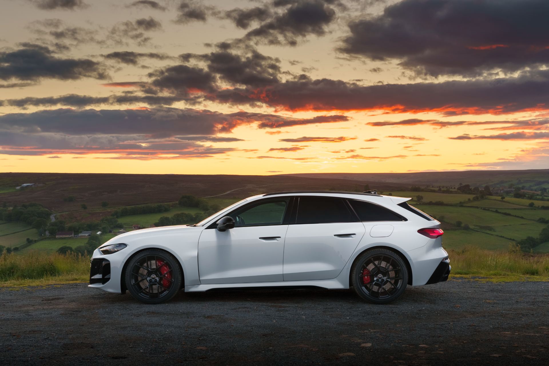 2026 audi rs 5 avant side profile sunset white