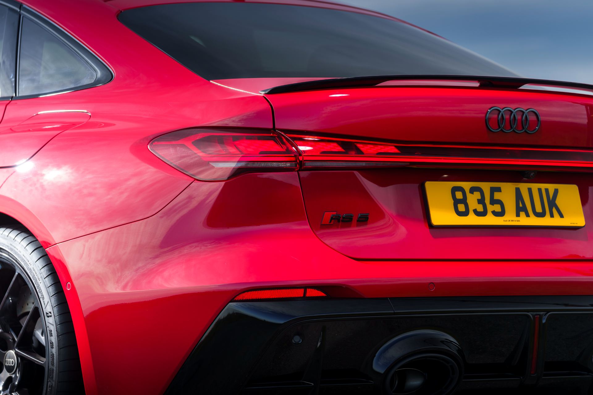 2026 audi rs 5 saloon rear badge taillight detail red
