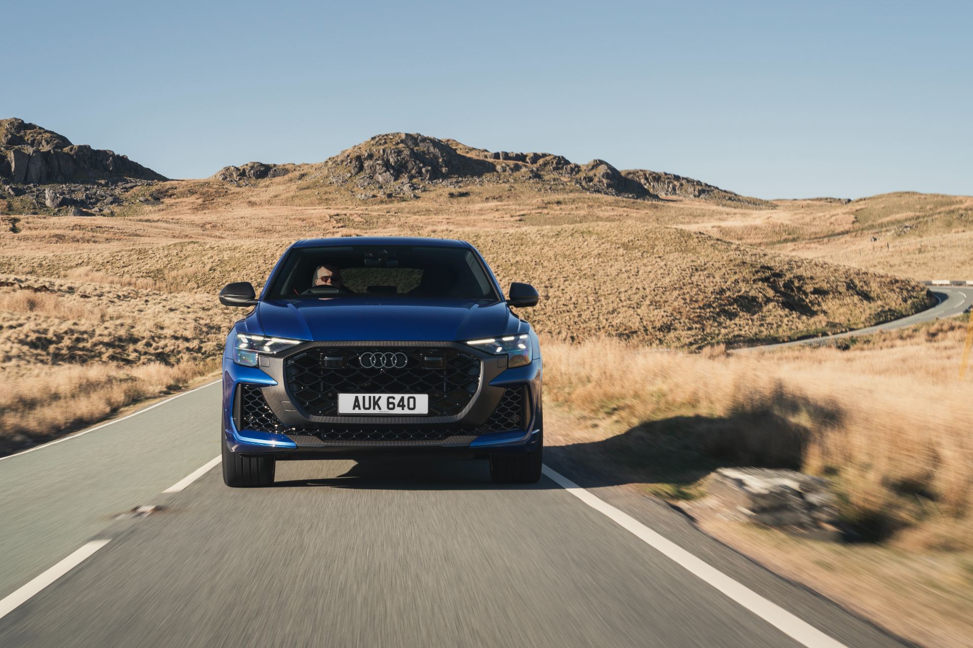 2026 audi rs q8 performance driving front blue