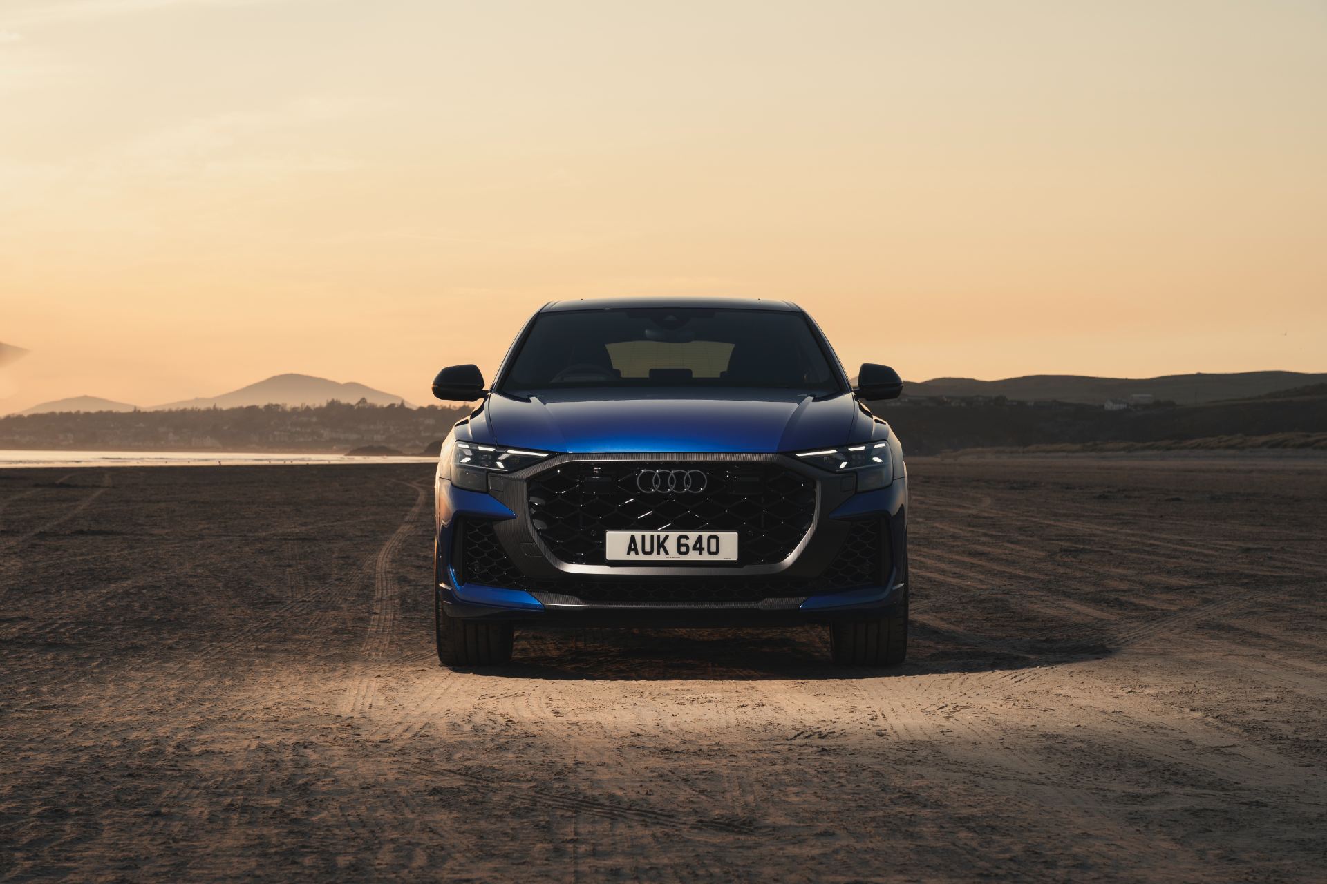 2026 audi rs q8 performance front beach blue