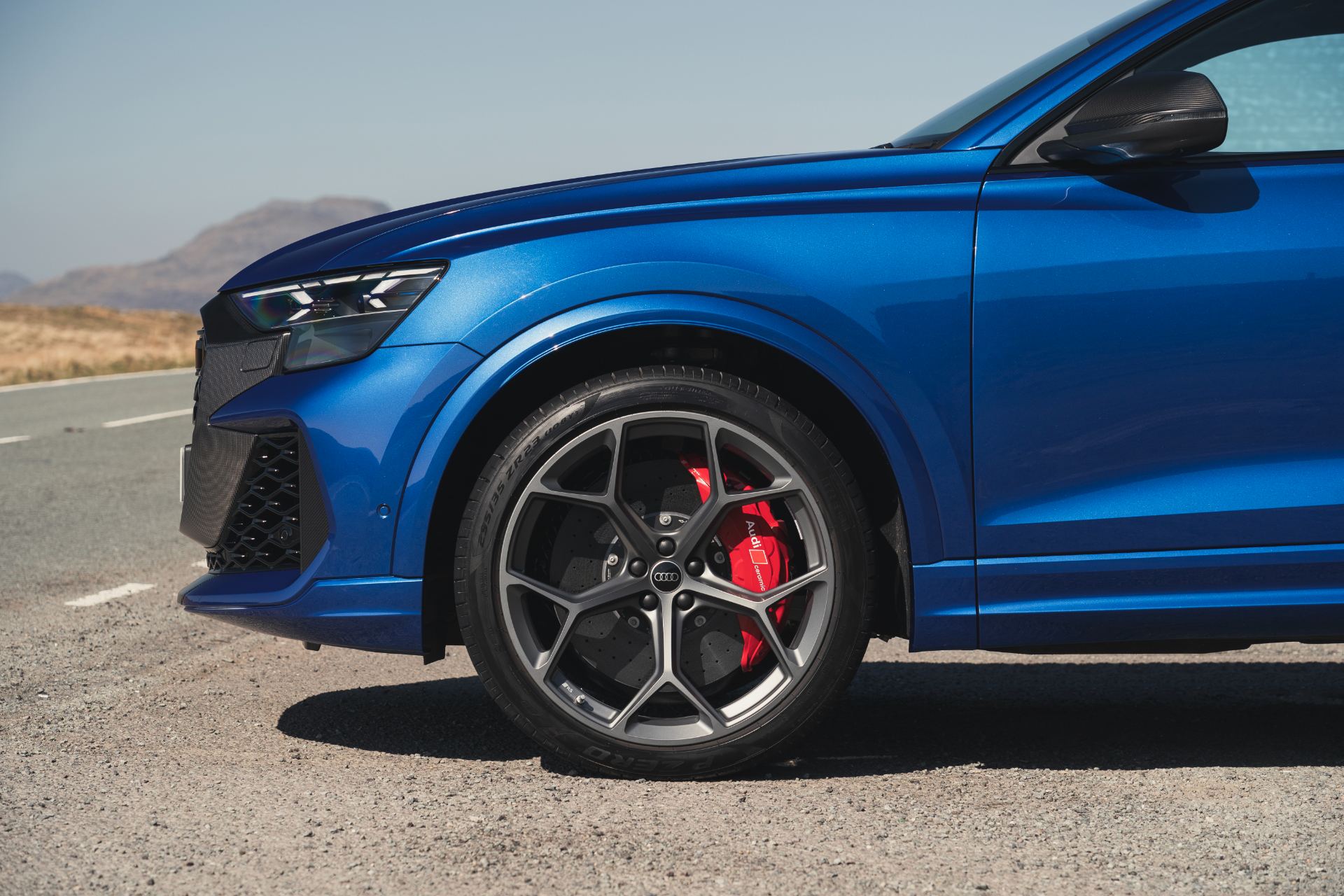 2026 audi rs q8 performance front wheel arch blue