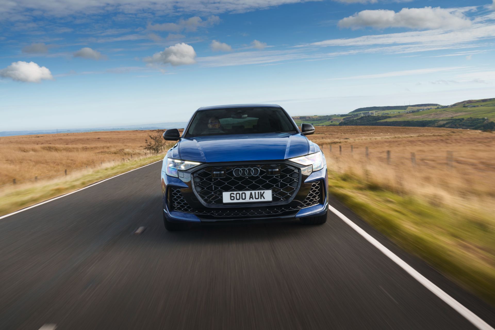 2026 audi rs q8 driving front blue