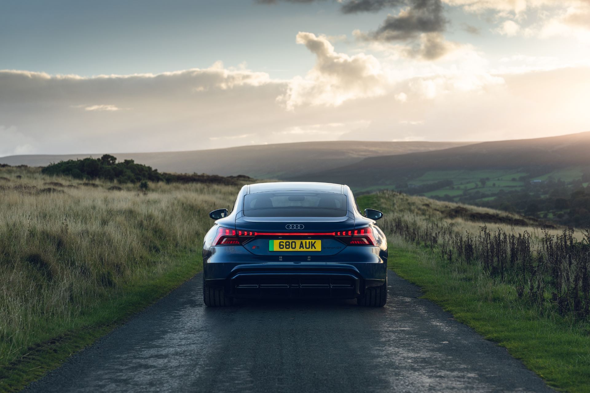 2026 audi s e tron gt quattro rear sunset blue