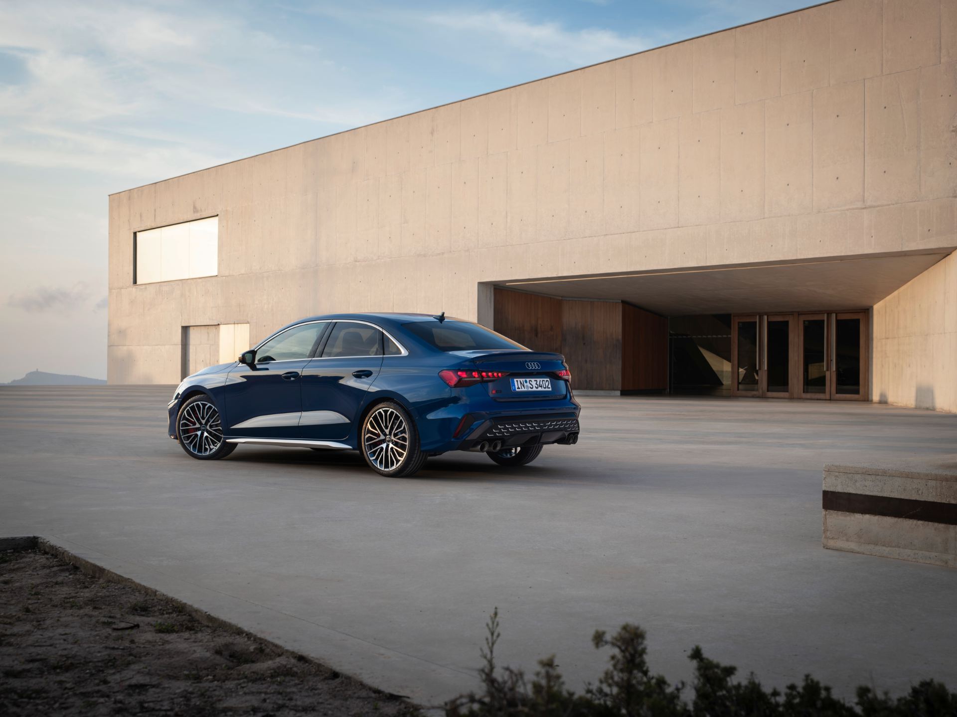 2026 audi s3 rear three quarter architecture blue