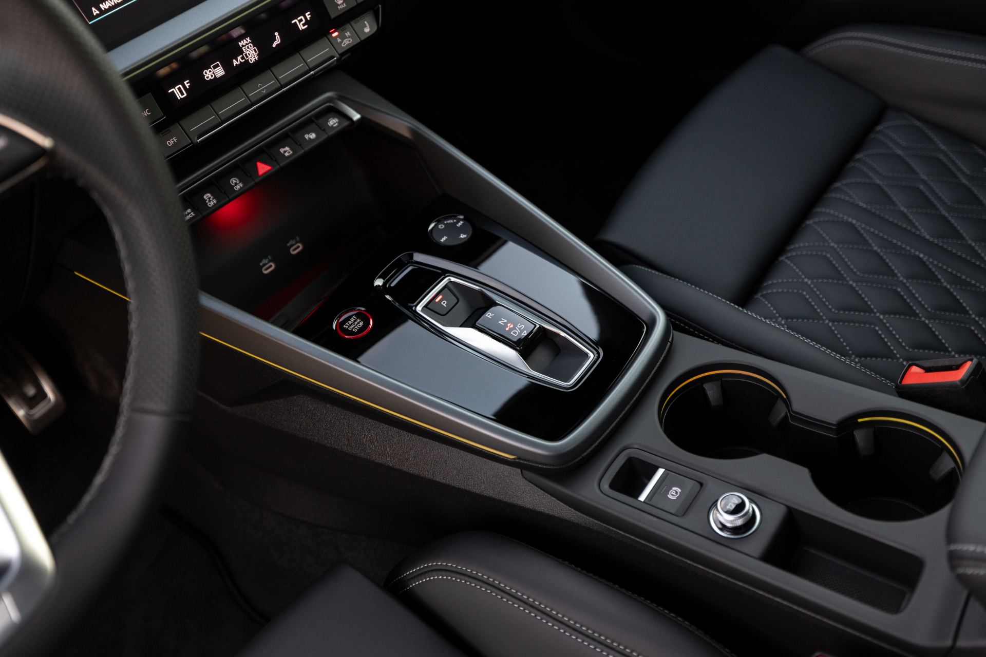 2026 audi s3 interior center console yellow stitching