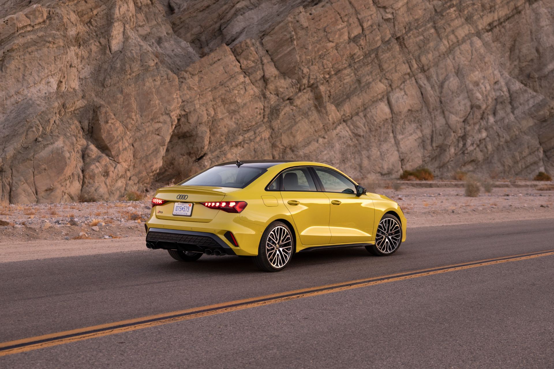 2026 audi s3 rear three quarter canyon yellow
