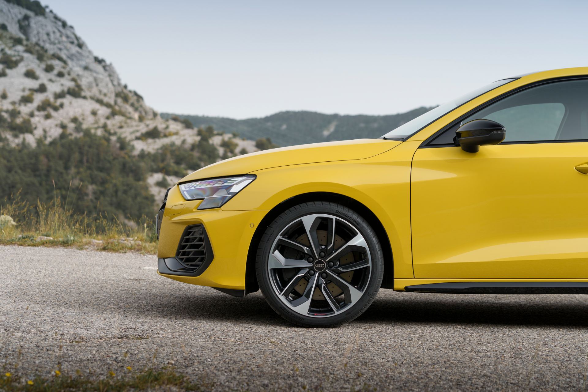 2025 audi s3 sportback front wheel detail yellow