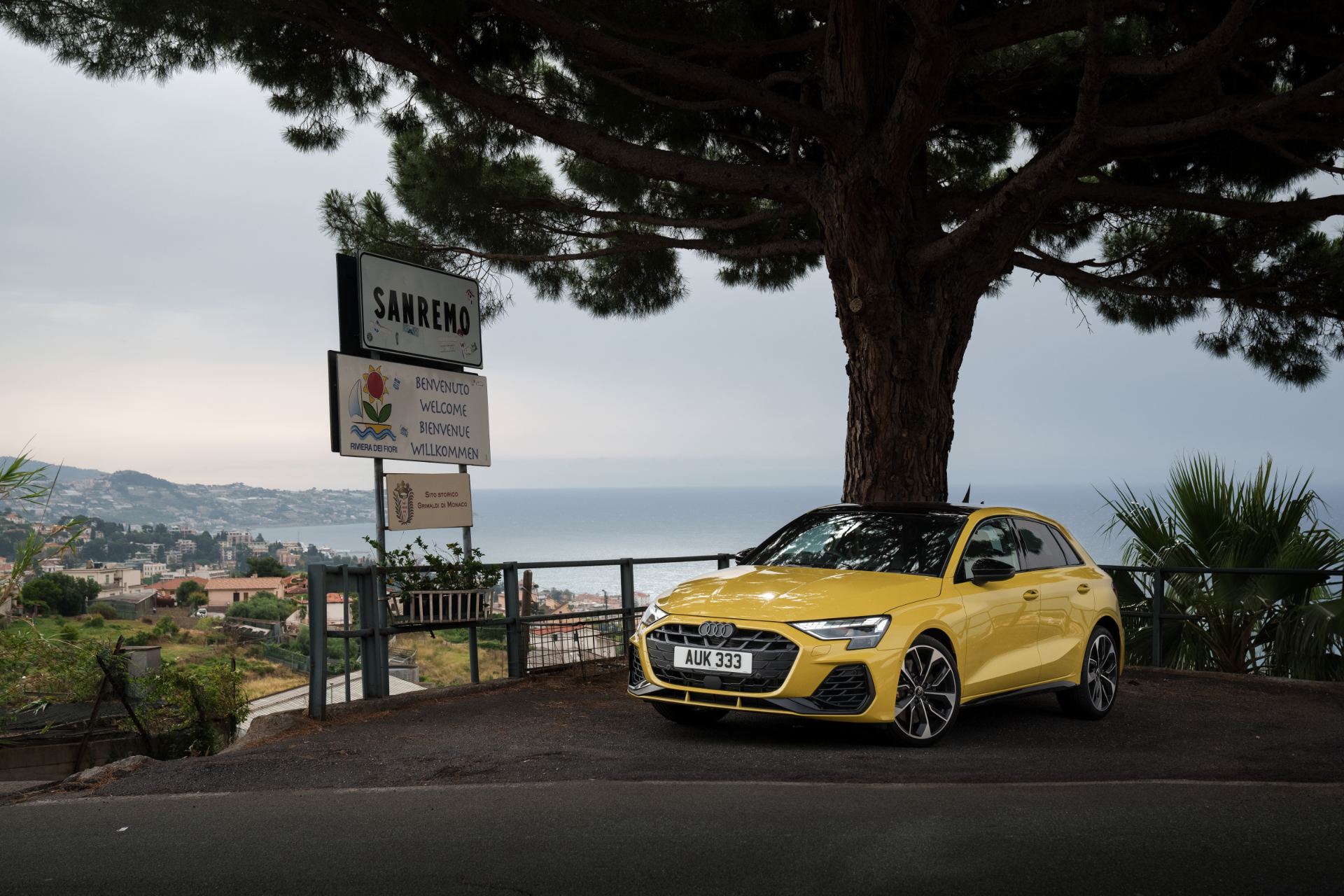 2025 audi s3 sportback front three quarter sanremo sign yellow