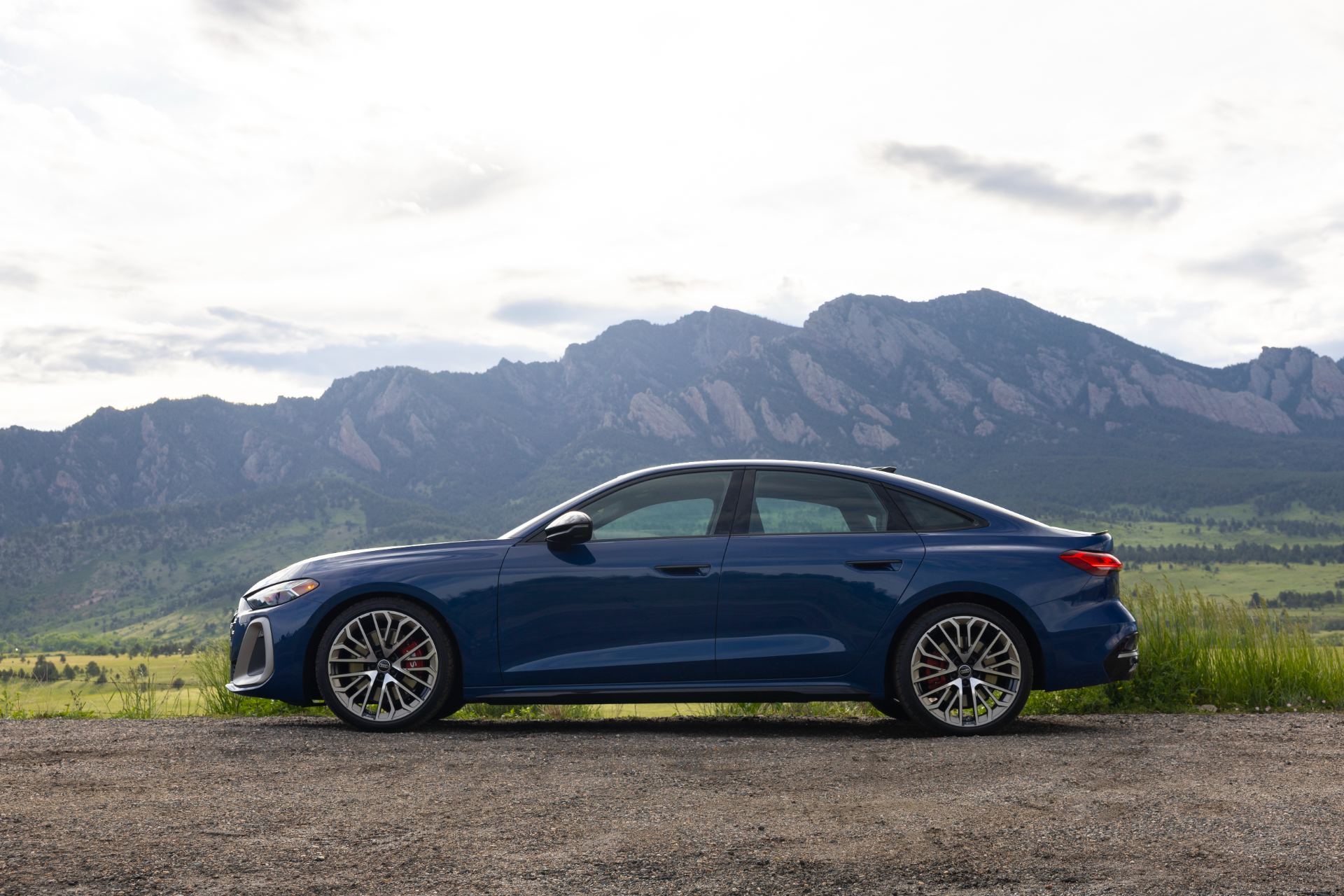 2026 audi s5 side profile mountains blue