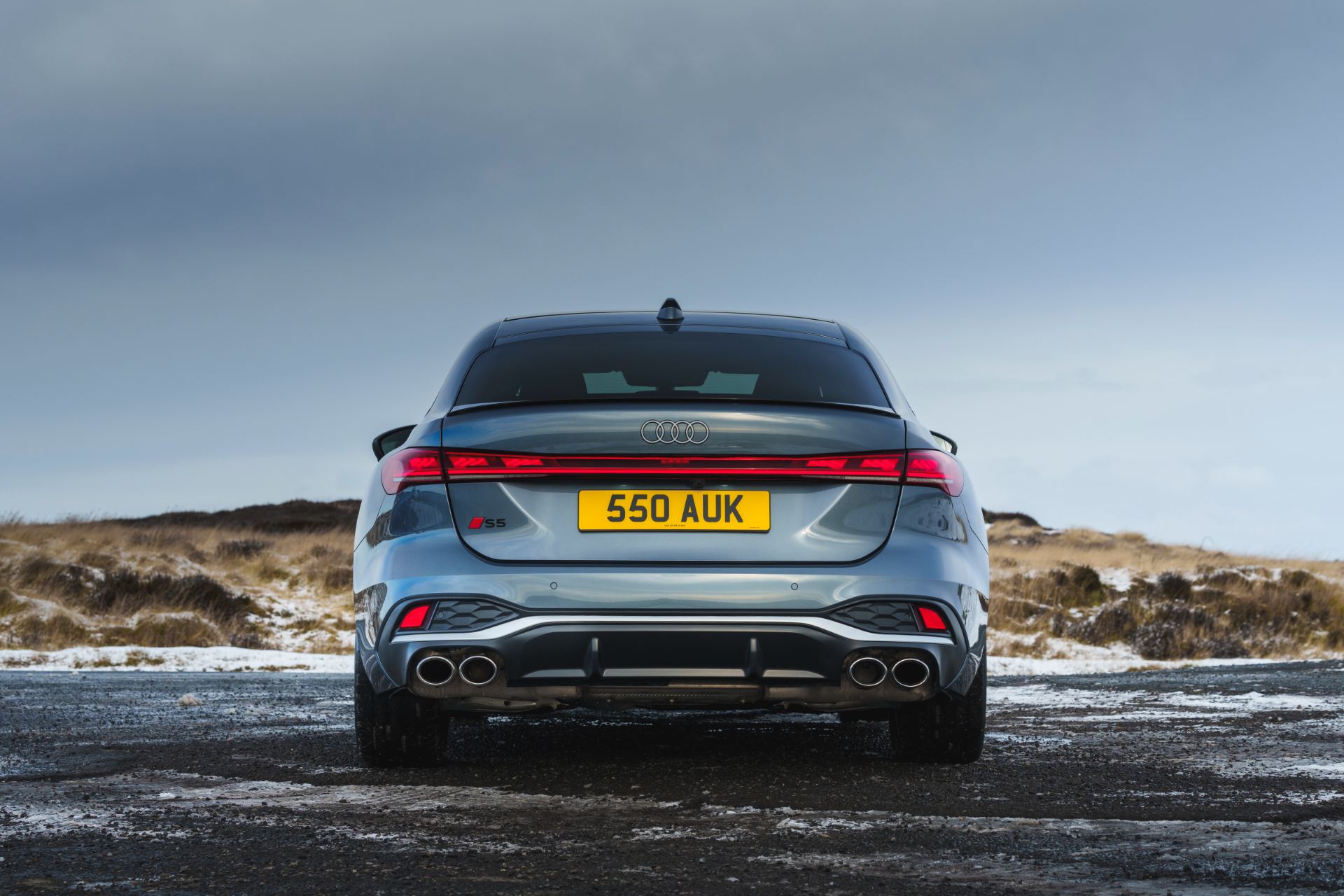 2026 audi s5 saloon rear snow grey