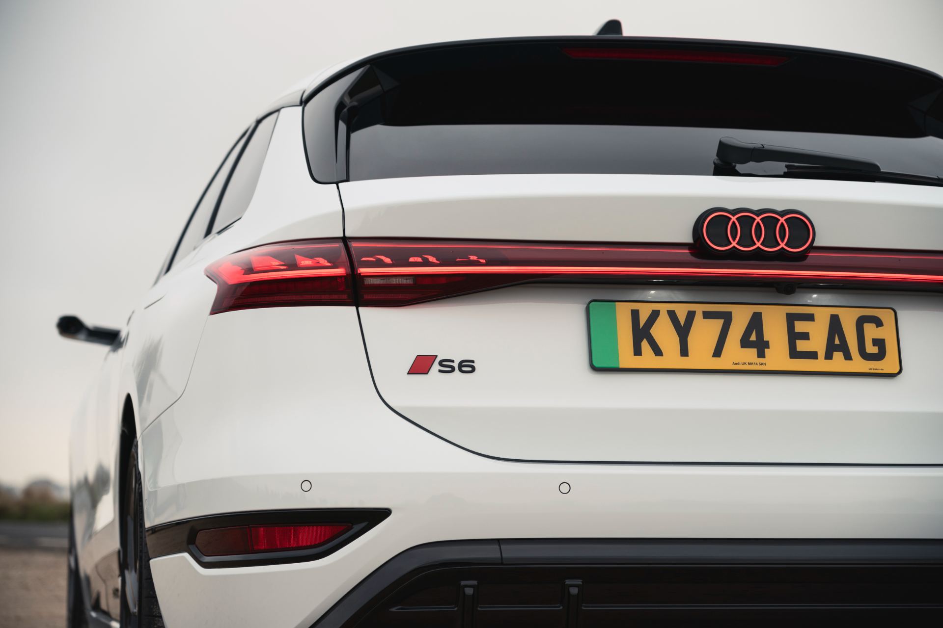 2026 audi s6 avant e tron rear s6 badge illuminated rings white