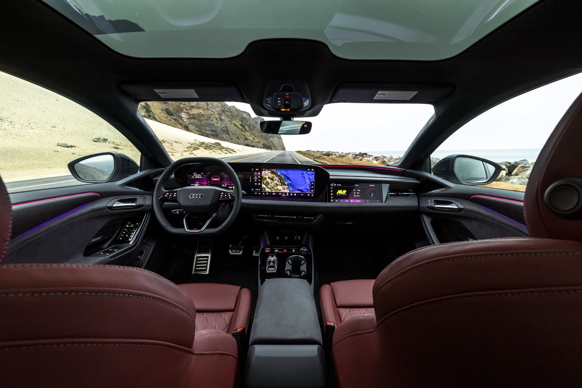 2027 audi s6 sportback e tron interior front view red leather