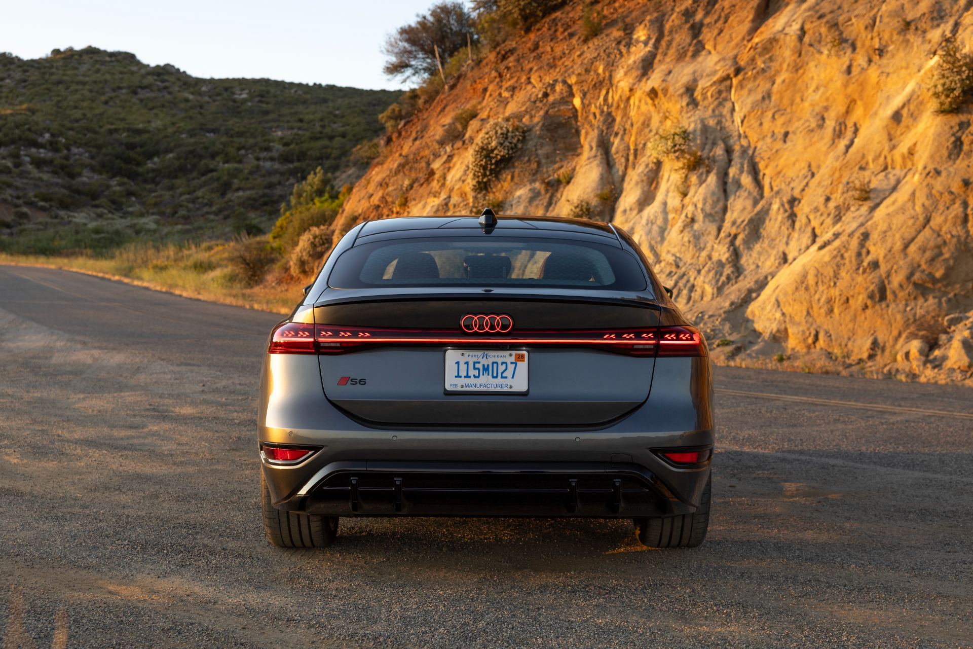 2027 audi s6 sportback e tron rear canyon road grey