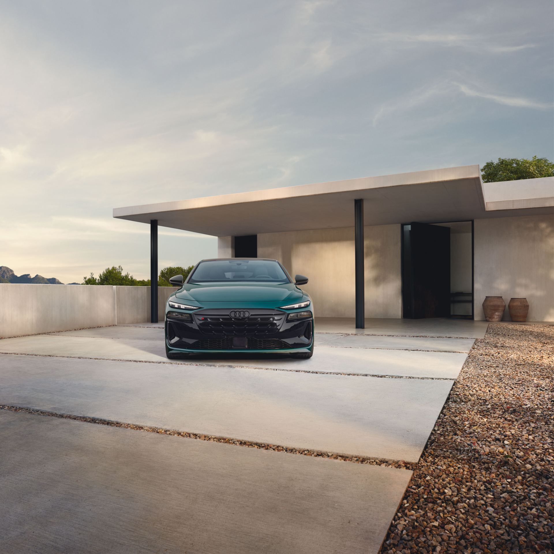 2027 audi s6 sportback e tron front modern house teal