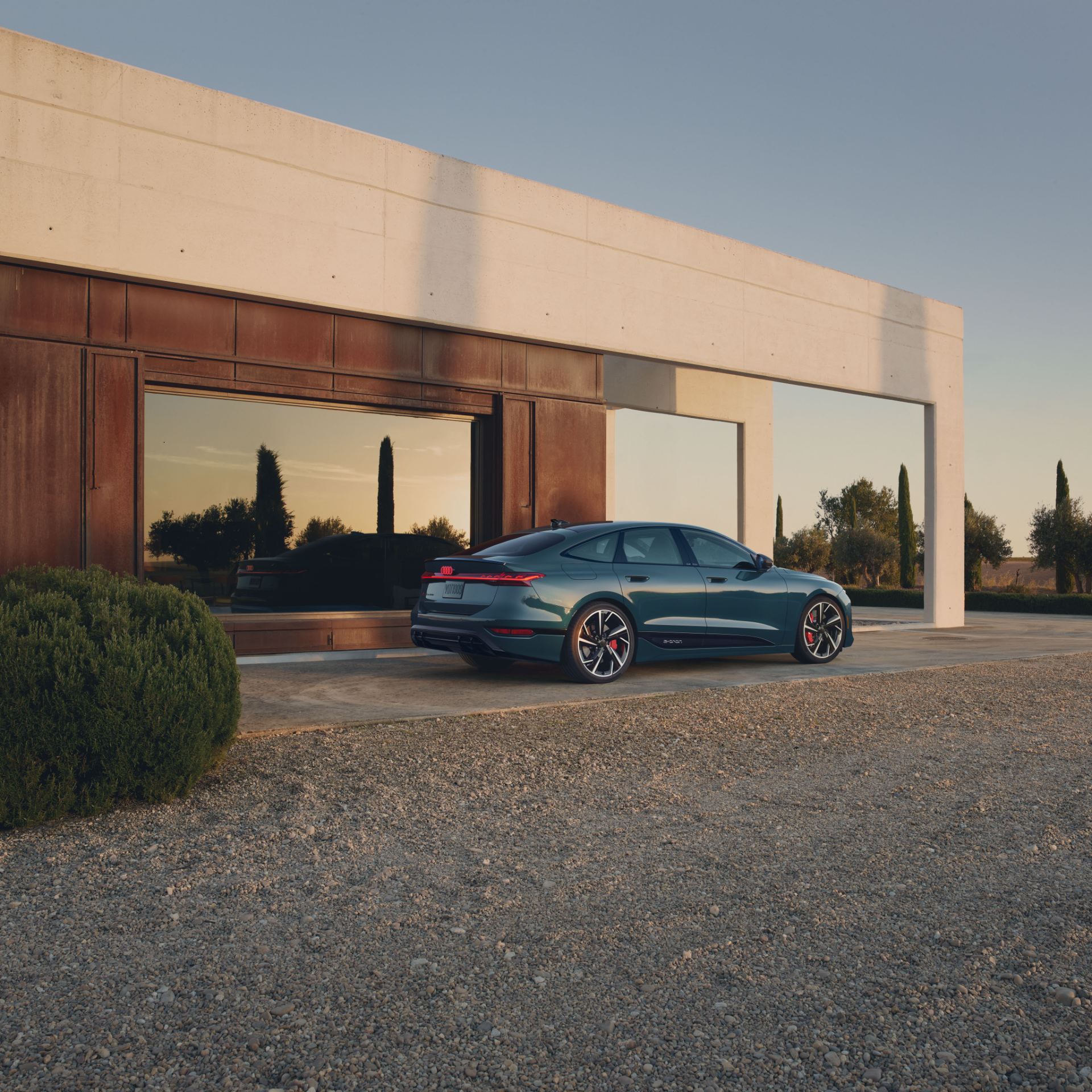 2027 audi s6 sportback e tron rear three quarter modern house teal