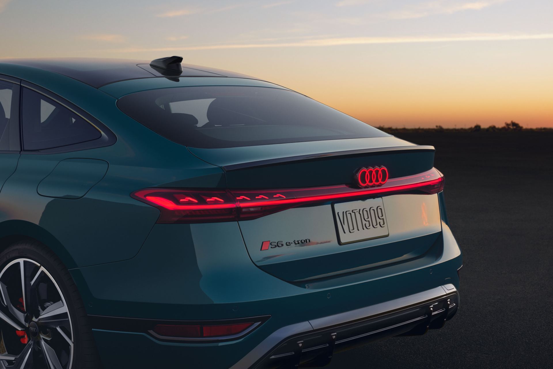 2027 audi s6 sportback e tron rear s6 e tron badge dusk teal