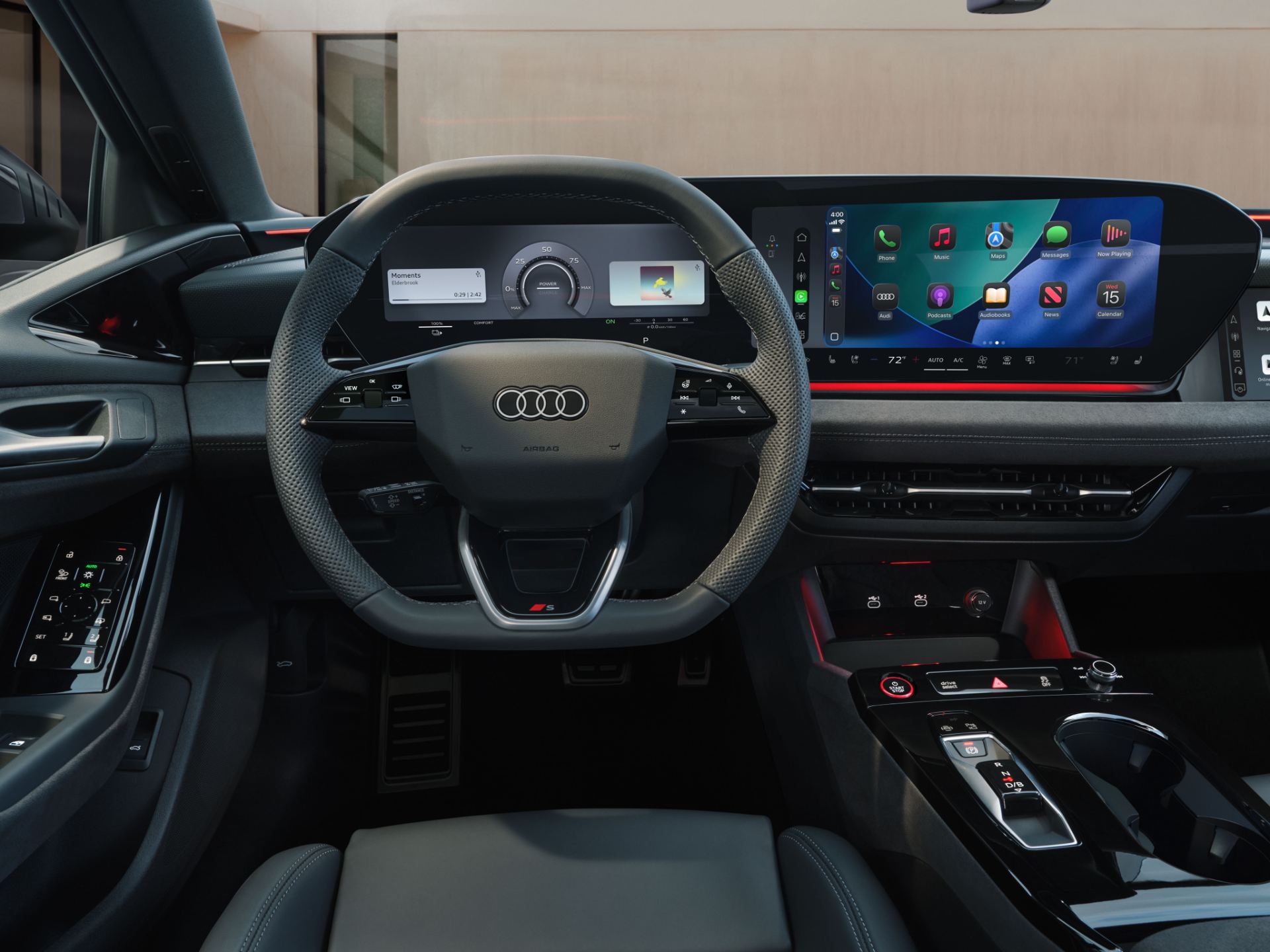 2027 audi s6 sportback e tron interior steering wheel front view