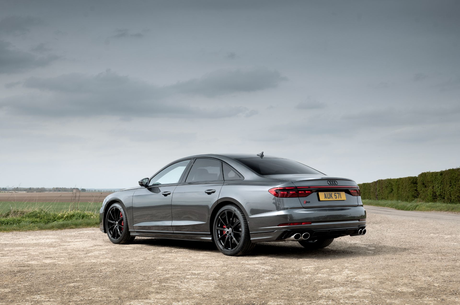 2025 audi s8 rear three quarter airfield grey