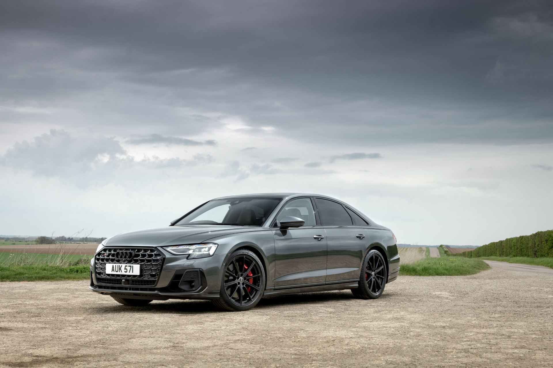 2025 audi s8 front three quarter airfield grey