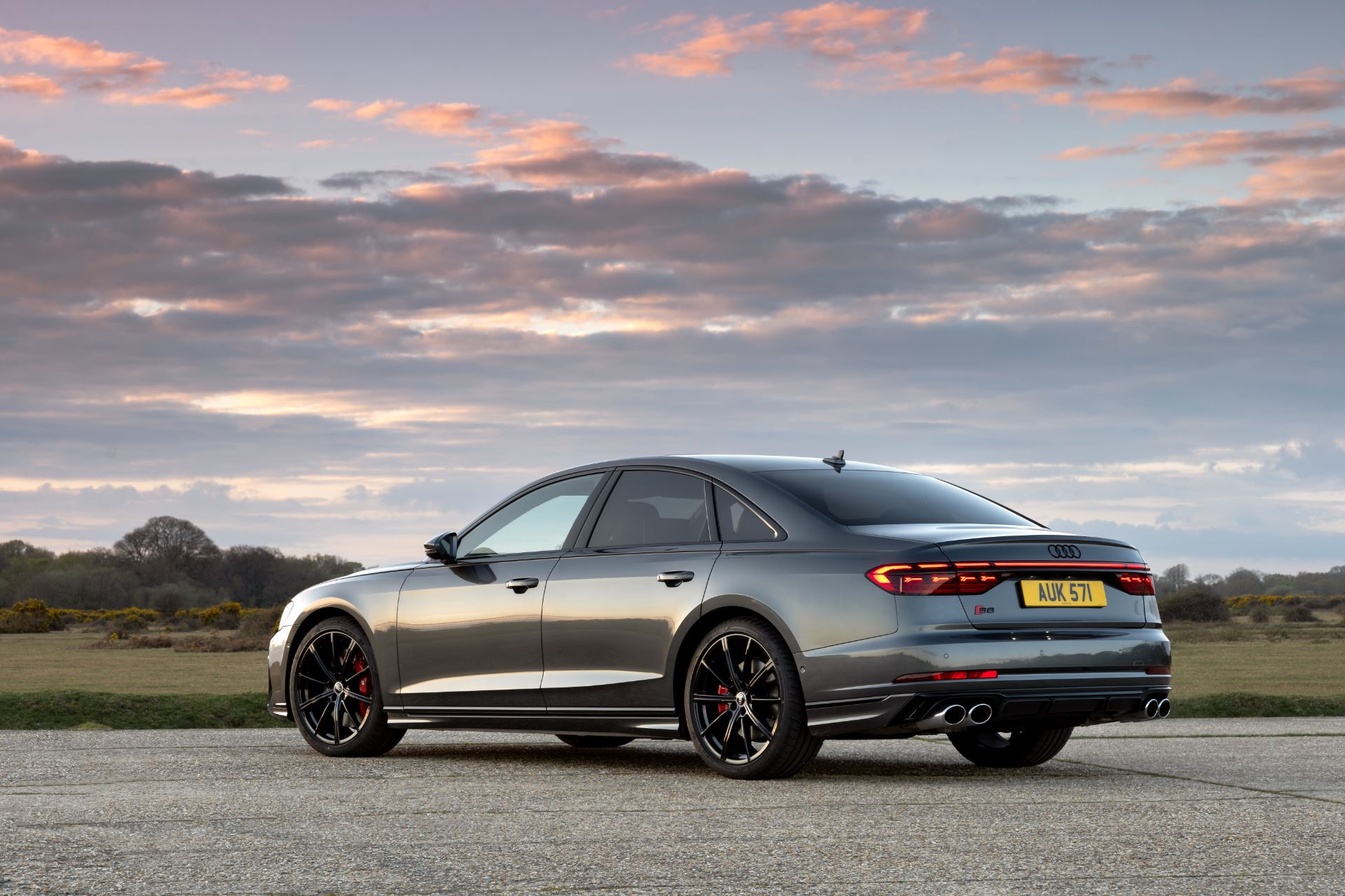 2025 audi s8 rear three quarter sunset grey