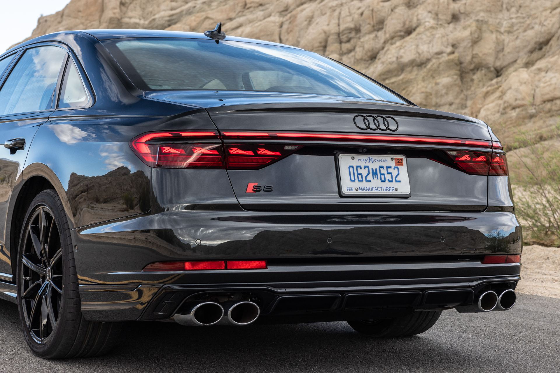 2026 audi s8 rear s8 badge quad exhaust black