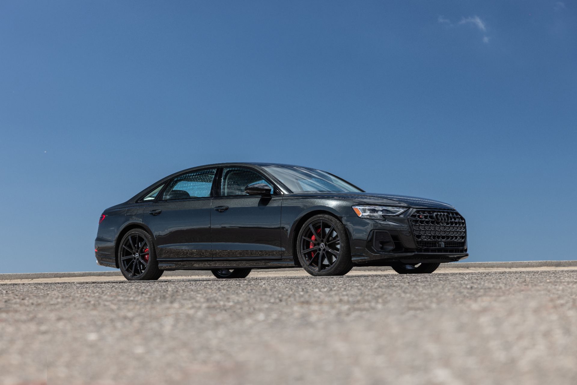 2026 audi s8 front three quarter low angle black