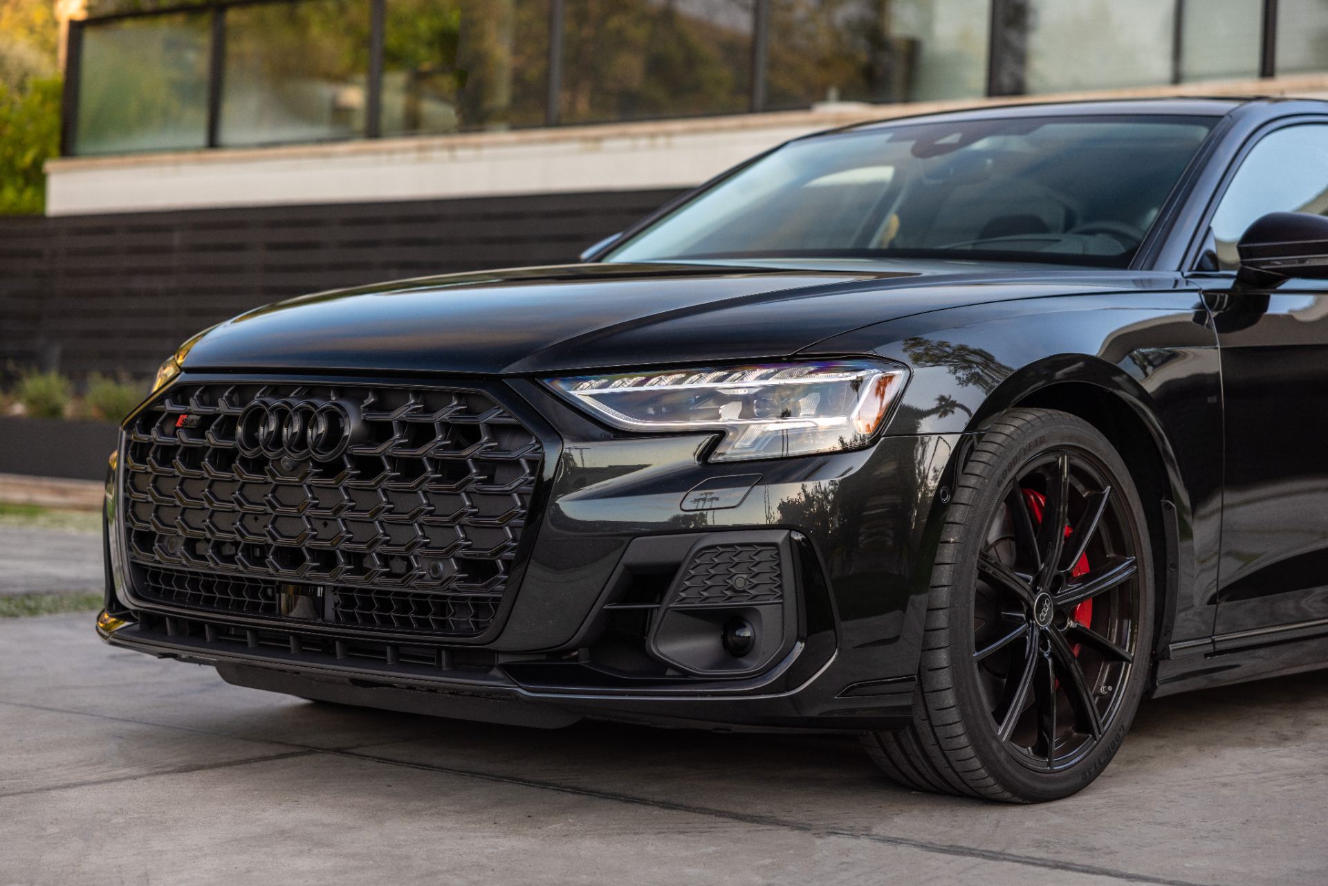 2026 audi s8 front three quarter house close black