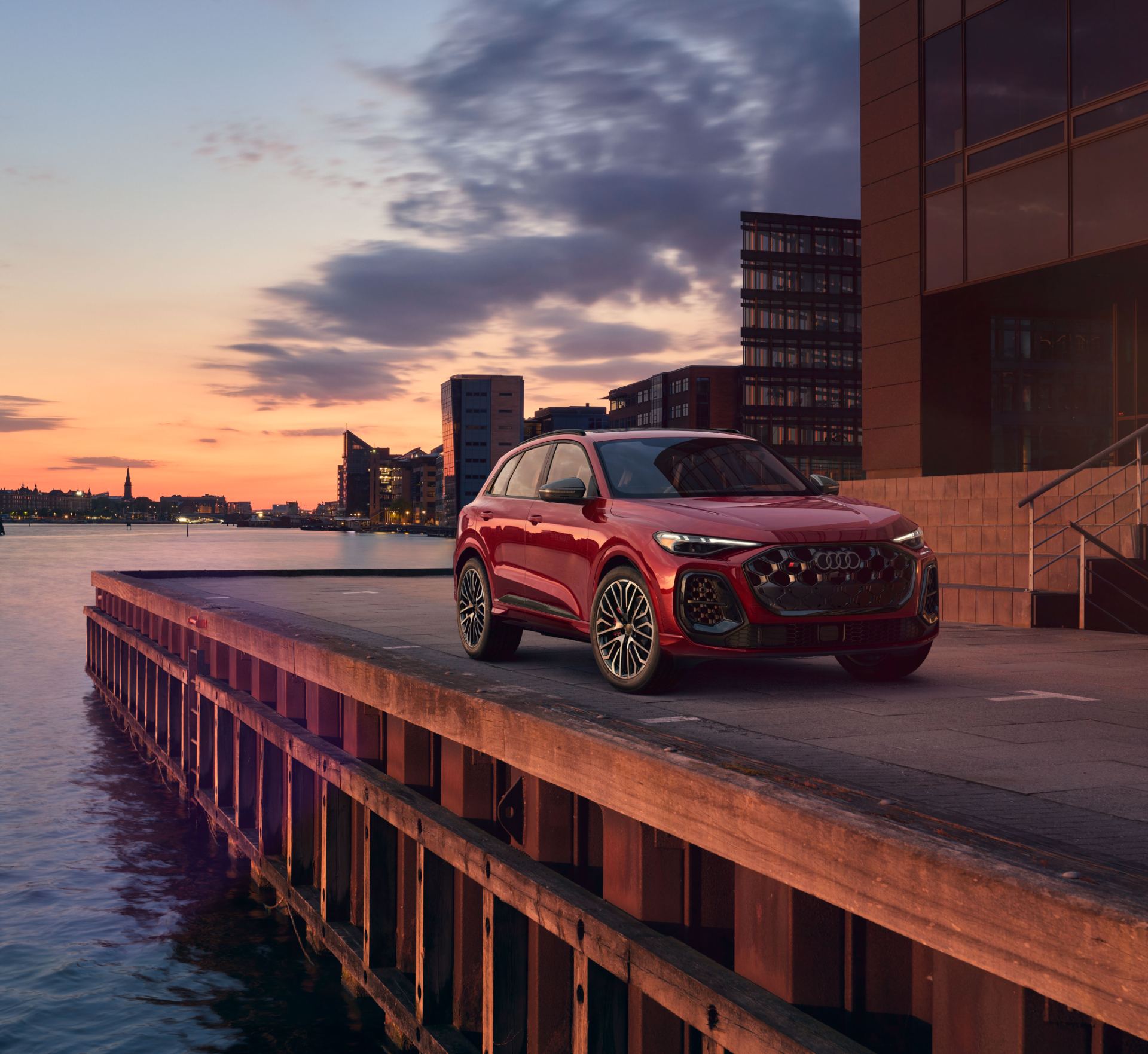 2026 audi sq5 front three quarter harbour quay red