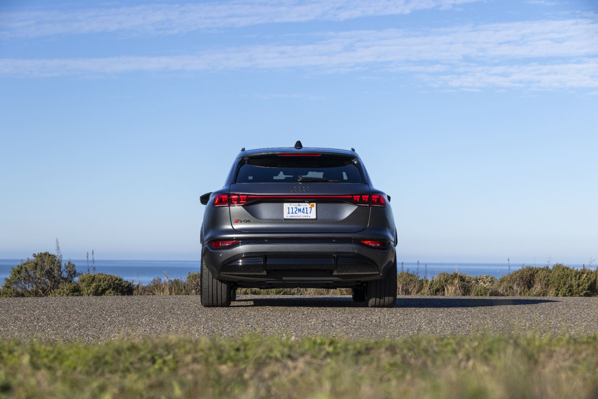 2027 audi sq6 e tron rear coast grey