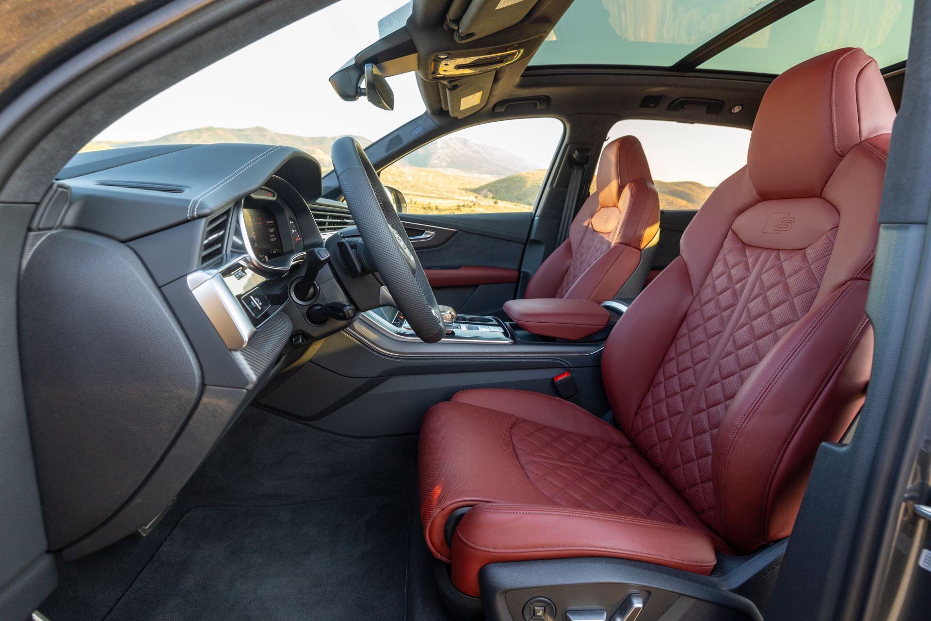audi sq7 interior front seats red leather