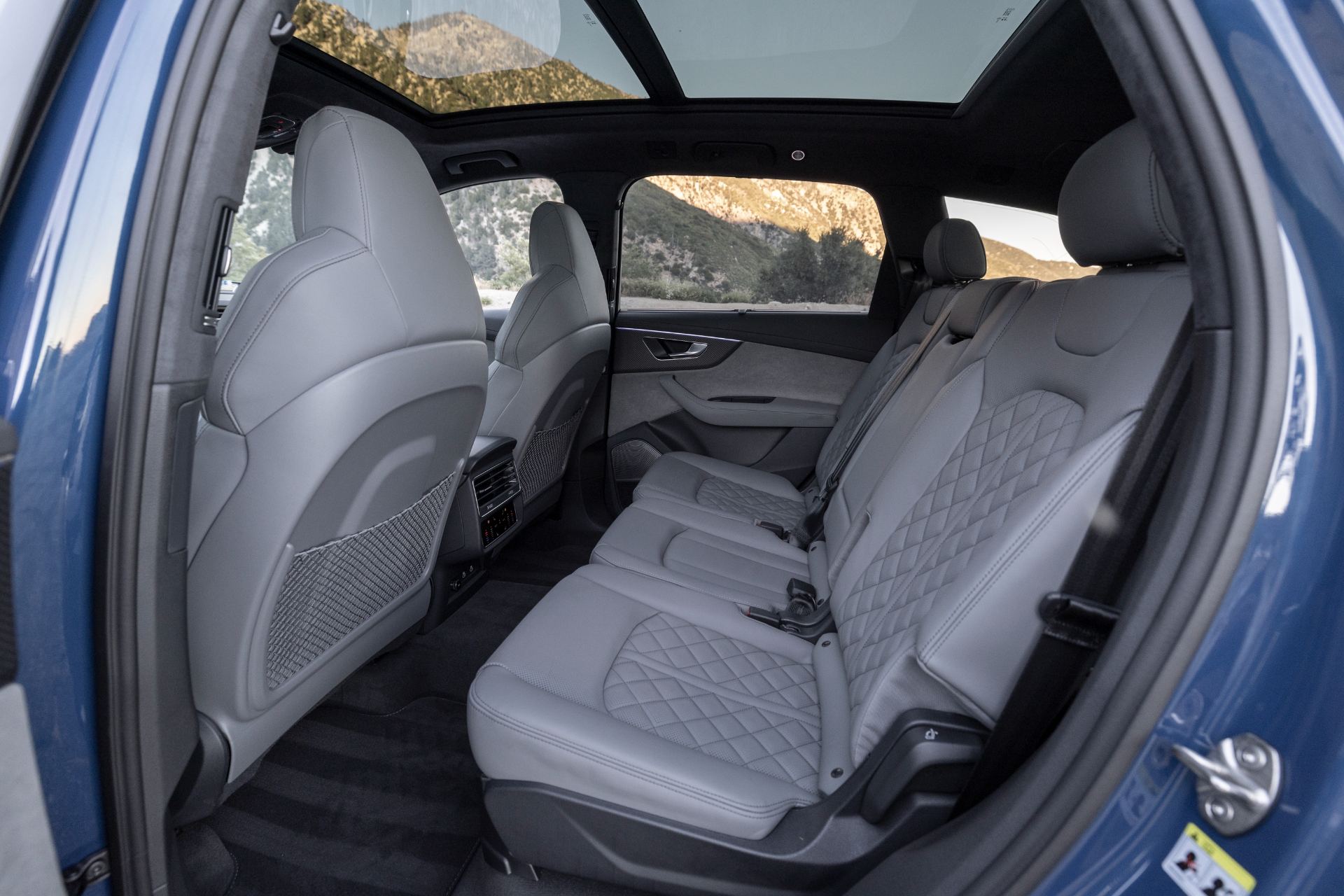 audi sq7 interior rear seats door view grey leather
