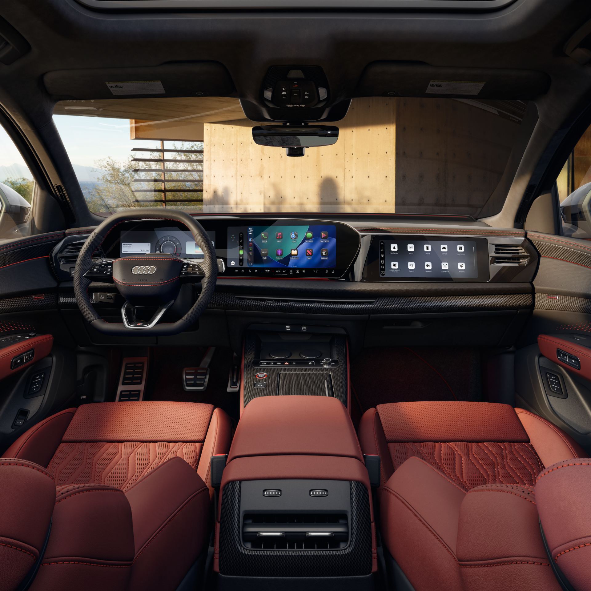 2027 audi sq7 interior front view red leather