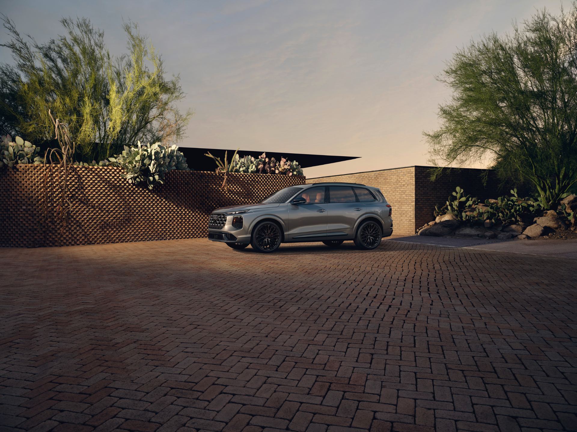 2027 audi sq7 front three quarter desert house grey