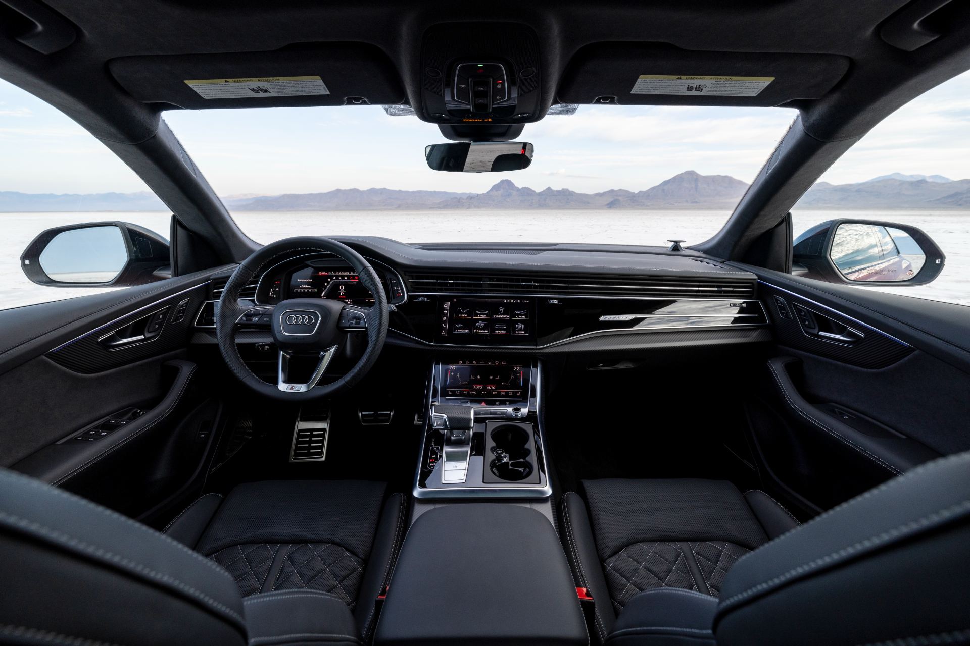 audi sq8 interior front view salt flats