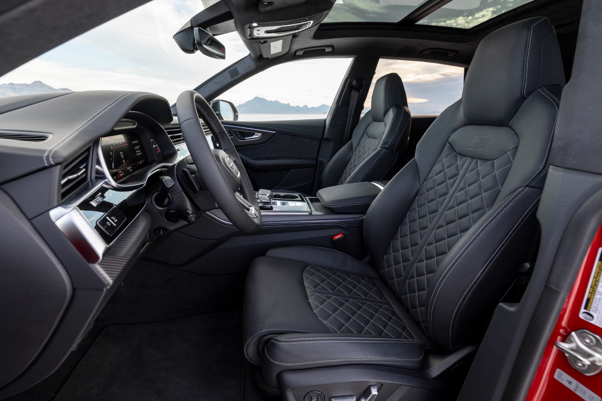 audi sq8 interior front seats door view