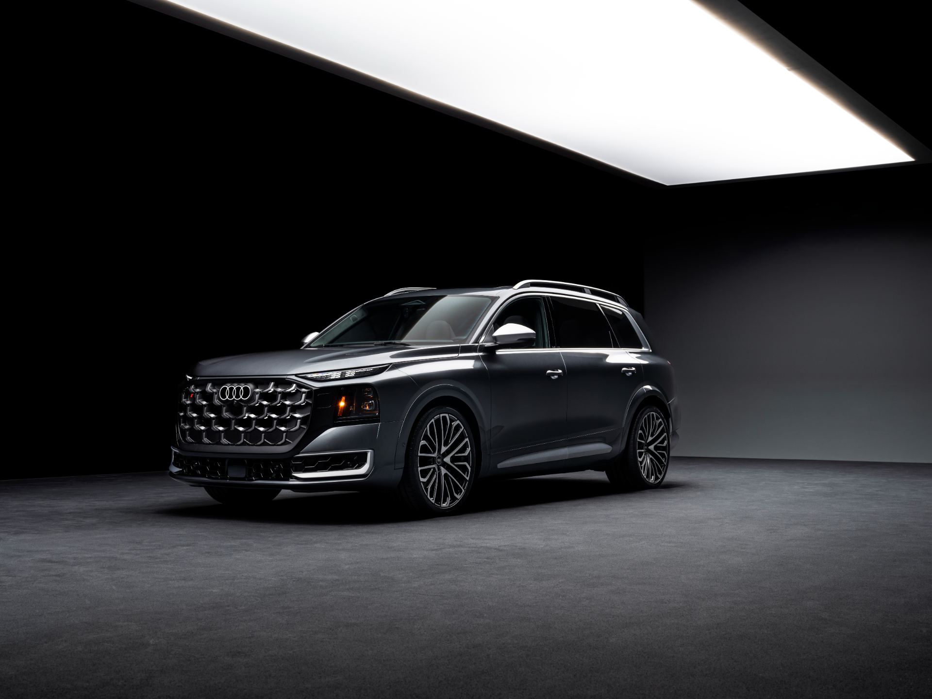 2027 audi sq9 front three quarter studio dark grey